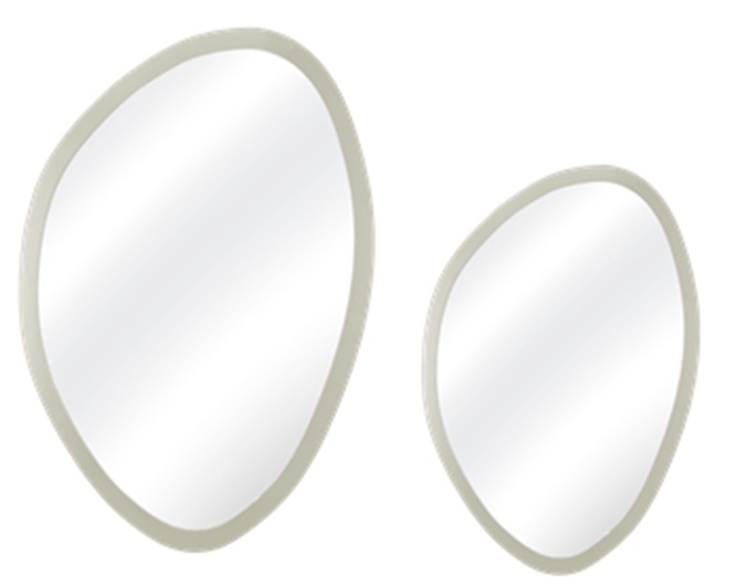 Kit Espelho Decorativo Orgânico Branco 58x70 E 43x58 cm 