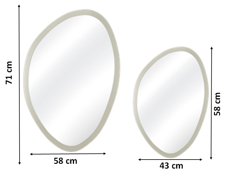 Kit Espelho Decorativo Orgânico Branco 58x70 E 43x58 cm 