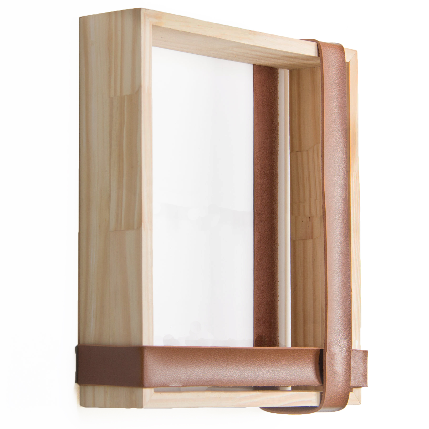 Nicho Chess Pinus Com Corino Caramelo 20X20 Cm