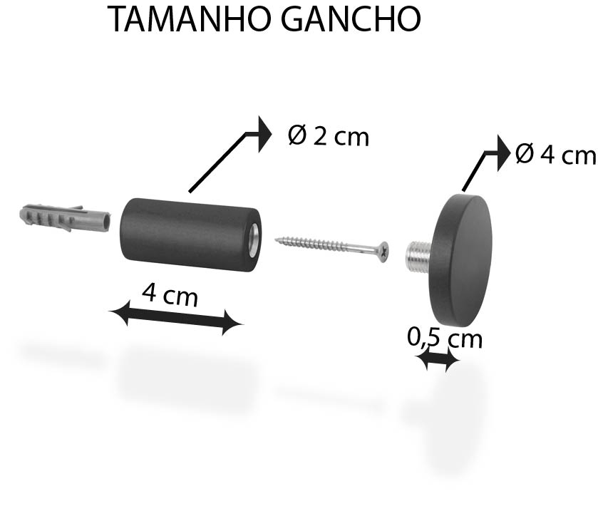 Pendurador Gancho Multiuso Aluminio Cromado 4 cm Redondo 