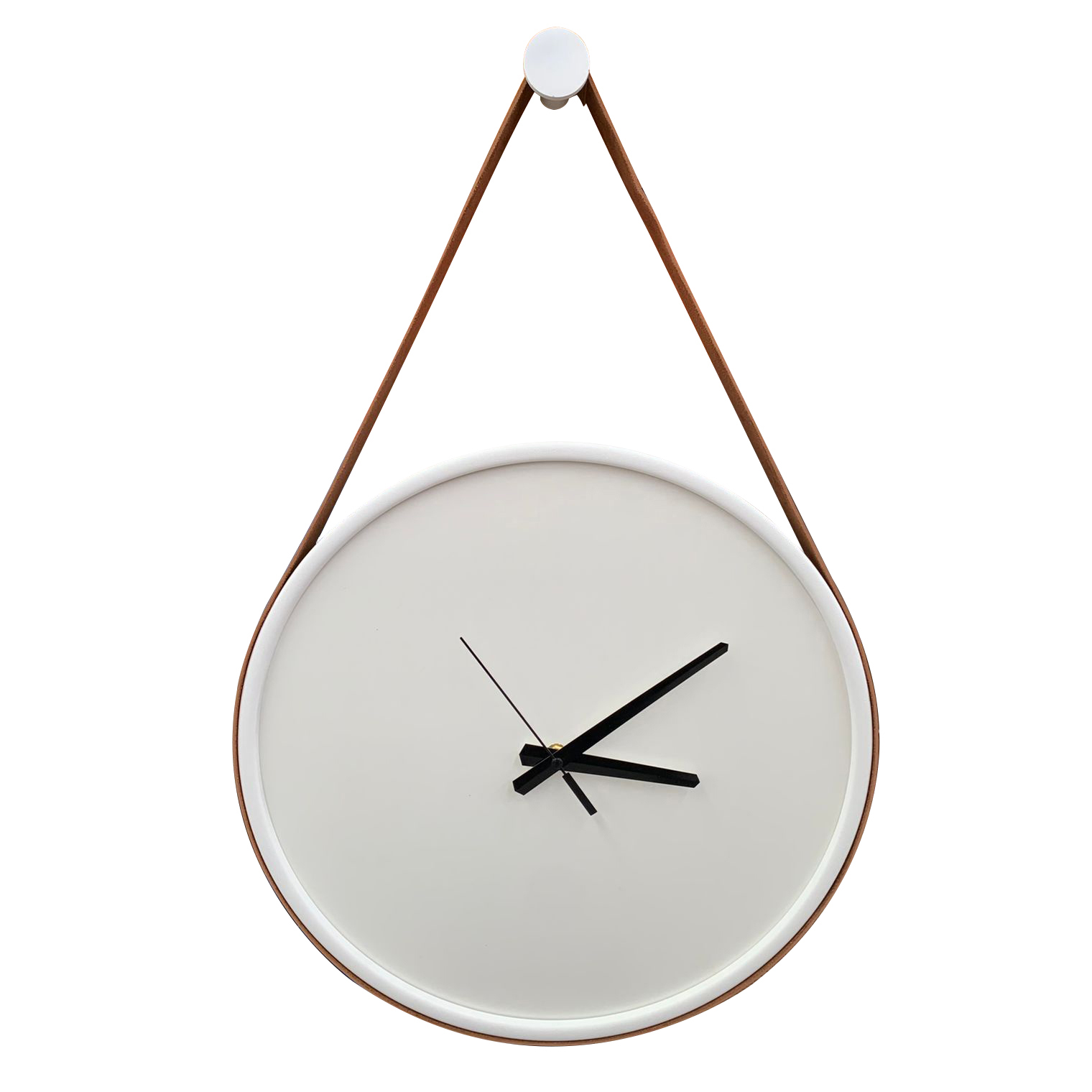 Relógio Adnet Branco Alça Caramelo Mostrador Branco 40 Cm 