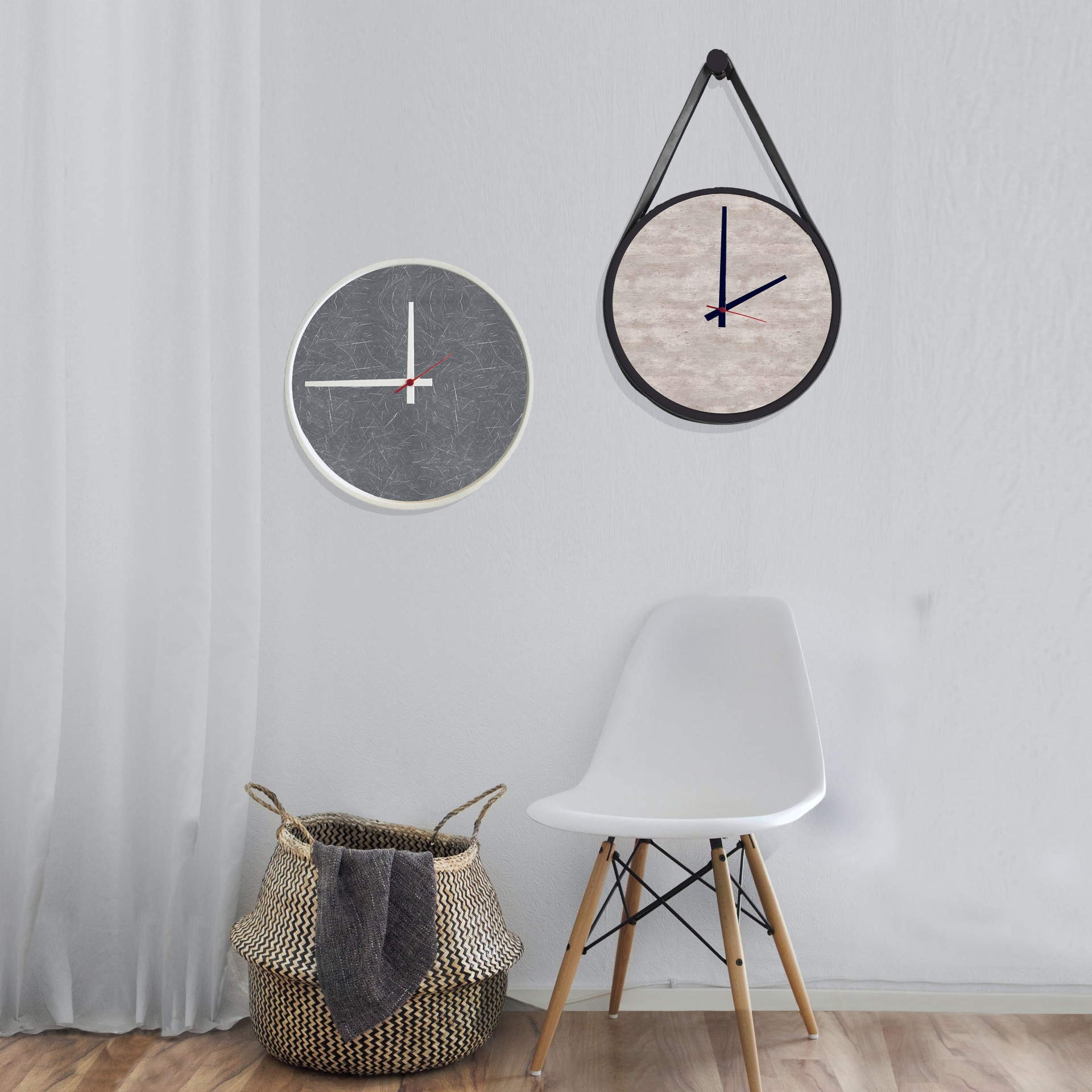 Relógio Adnet Cinza Alça Preta Mostrador Metropolitan Ponteiro Preto 30 cm