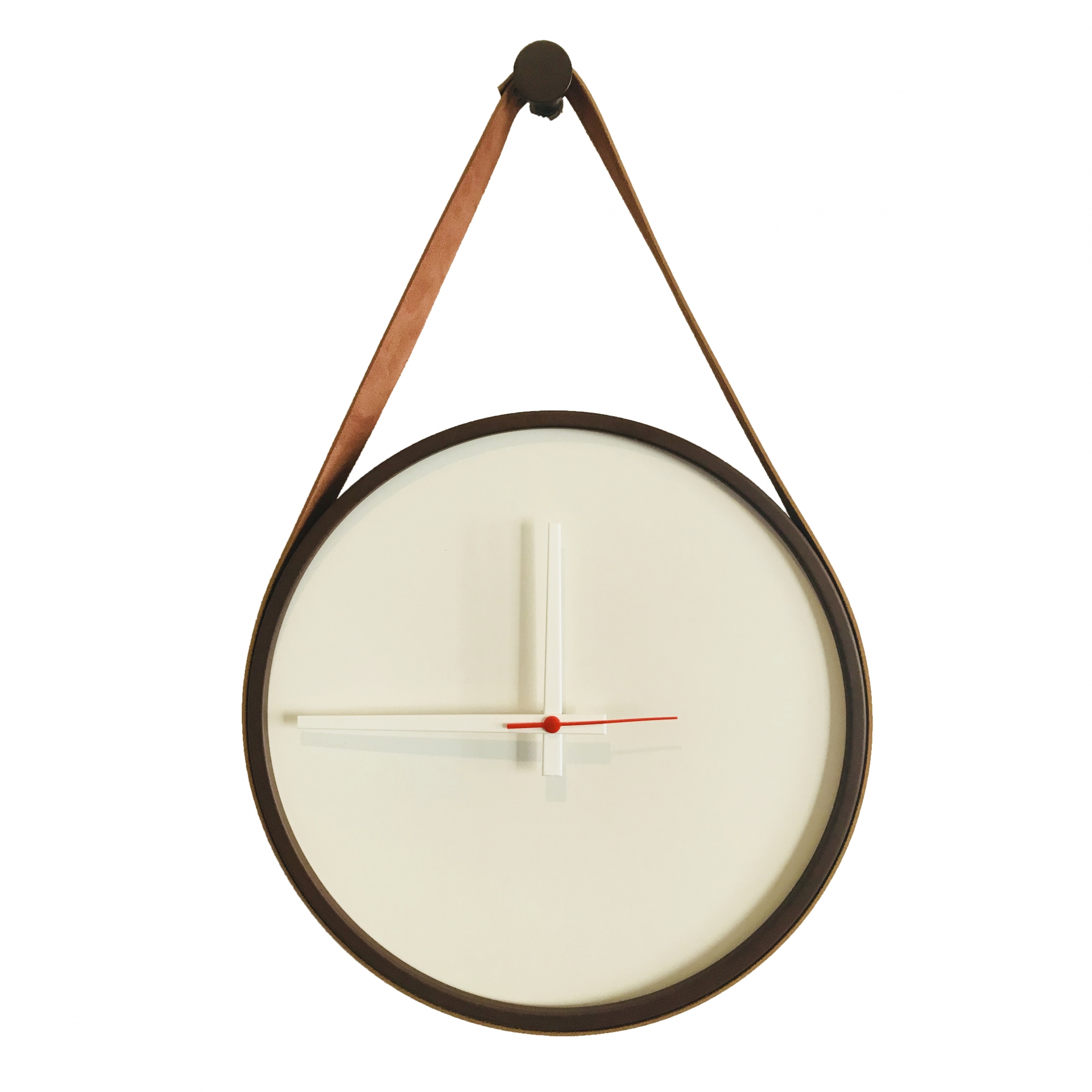 Relógio Adnet Marrom Alça Caramelo Mostrador Branco Ponteiro Branco 50 cm