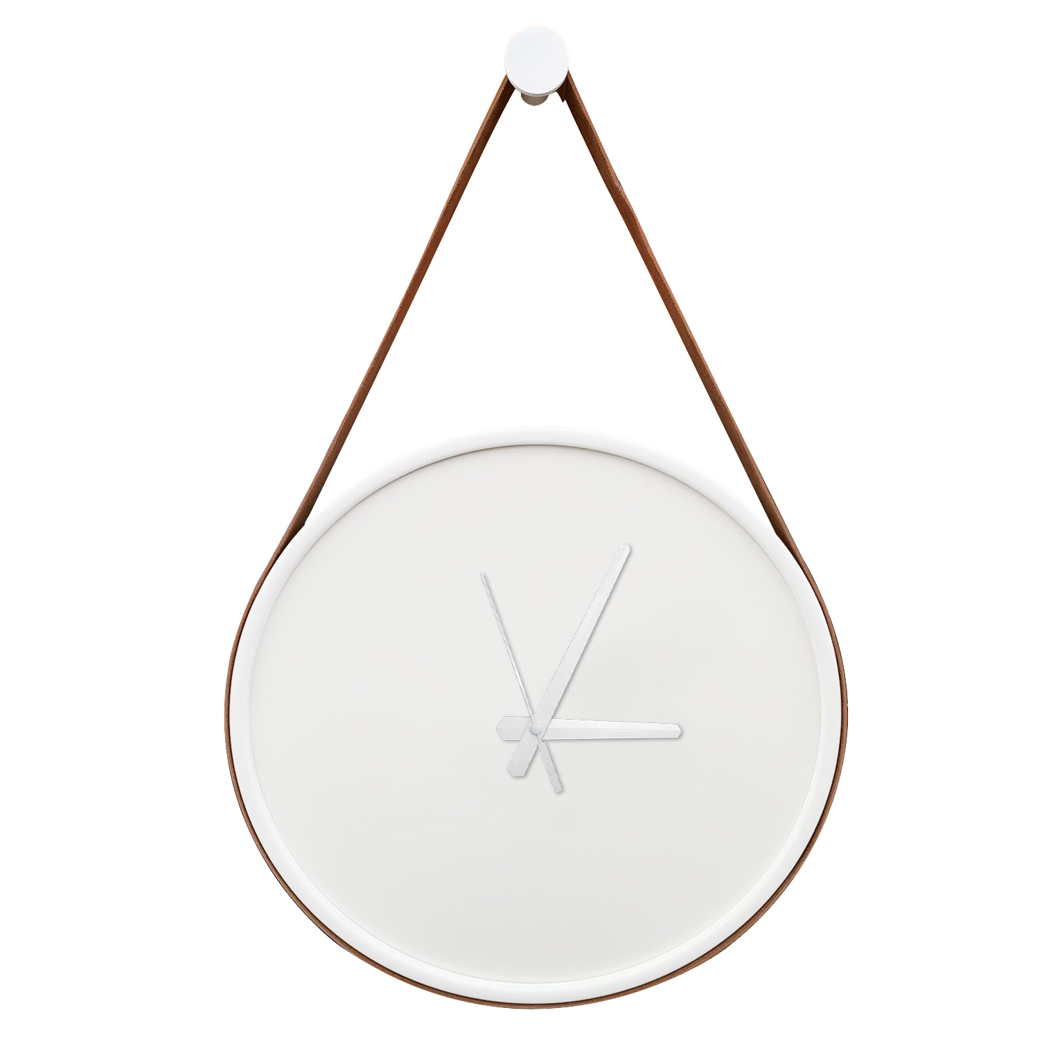 Relógio Decorativo Adnet Branco Alça Caramelo Mostrador Branco 40 Cm 