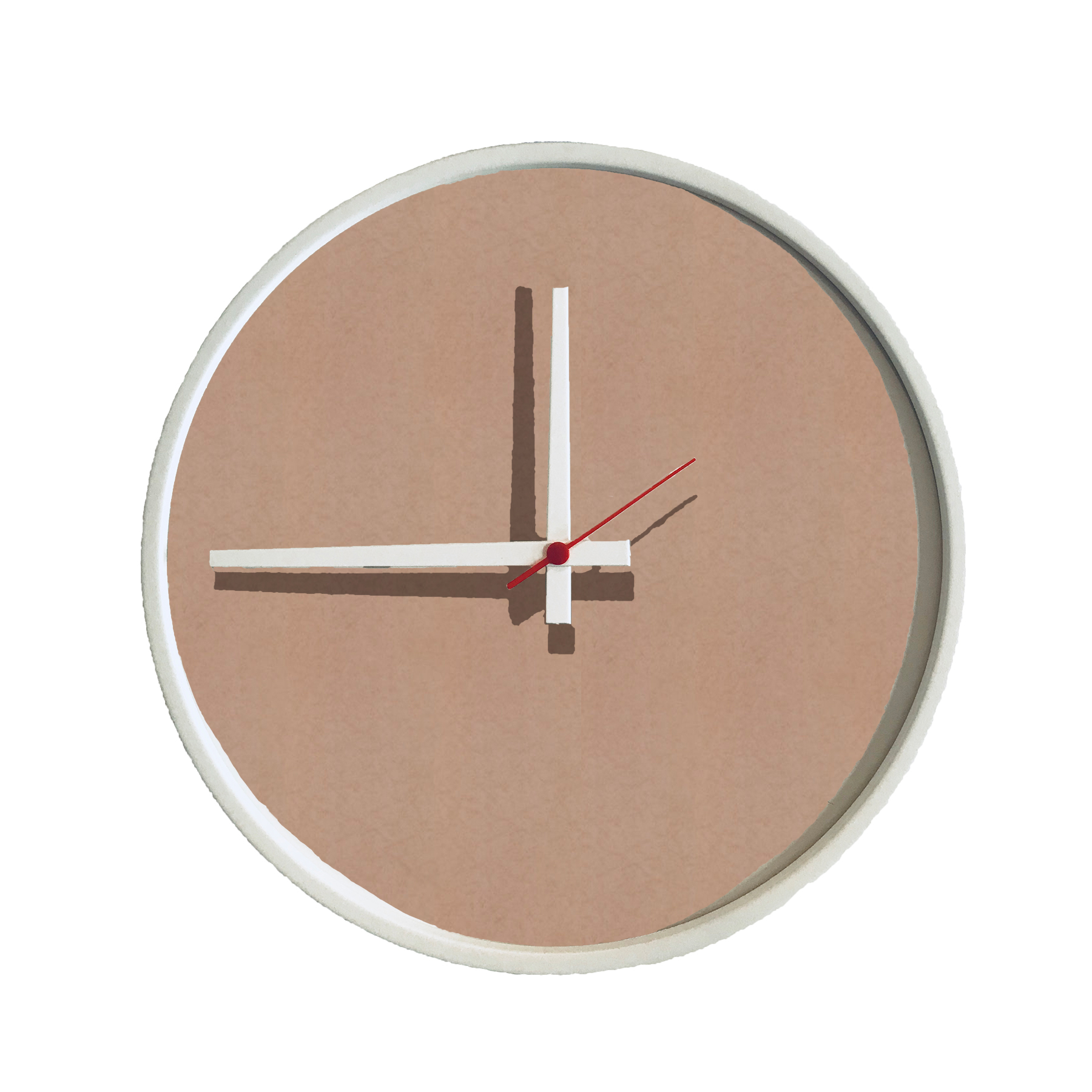 Relógio Decorativo Round Branco Mostrador Camurça Ponteiro Branco  40 Cm Diâmetro
