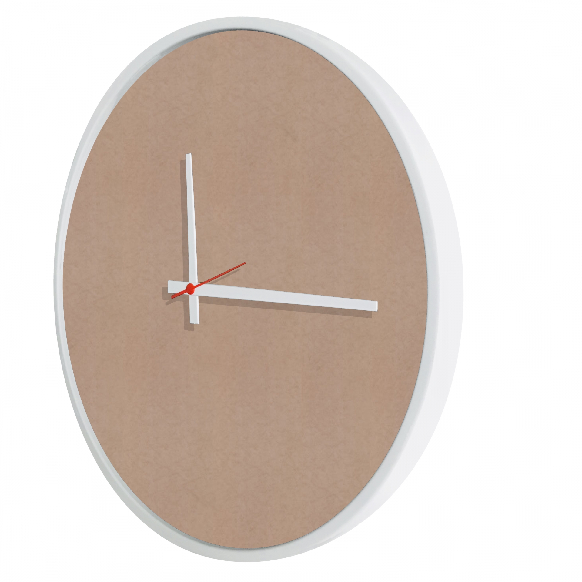Relógio Decorativo Round Branco Mostrador Camurça Ponteiro Branco  50 Cm Diâmetro