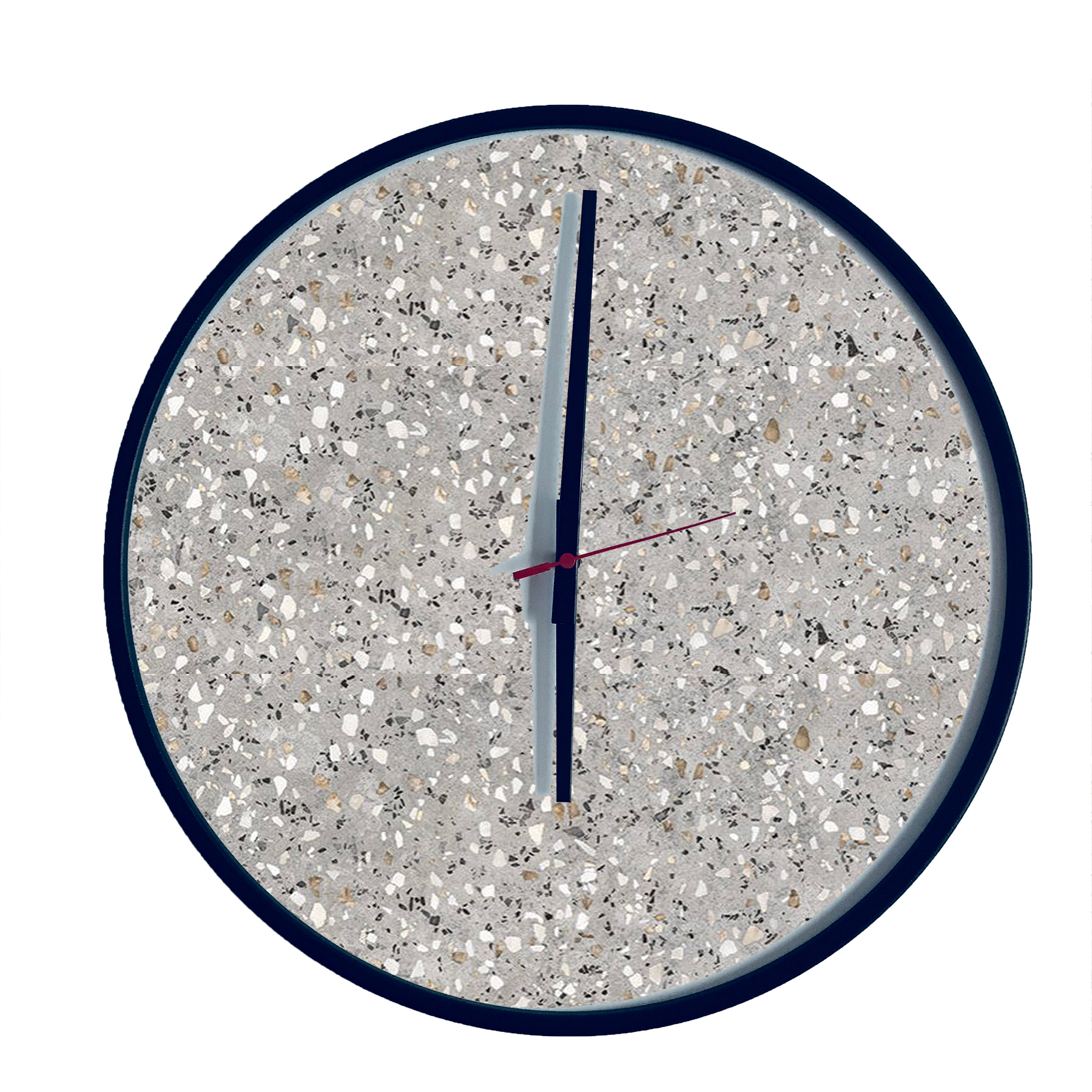 Relógio Decorativo Round Preto Mostrador Terrazzo Ponteiro Preto 50 Cm Diâmetro