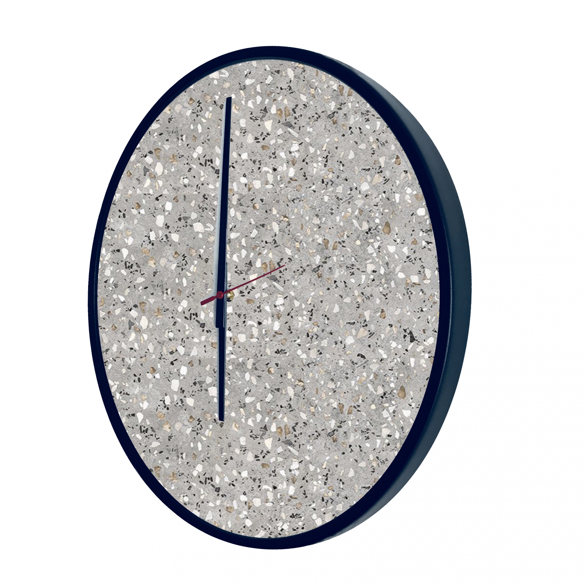 Relógio Decorativo Round Preto Mostrador Terrazzo Ponteiro Preto 50 Cm Diâmetro