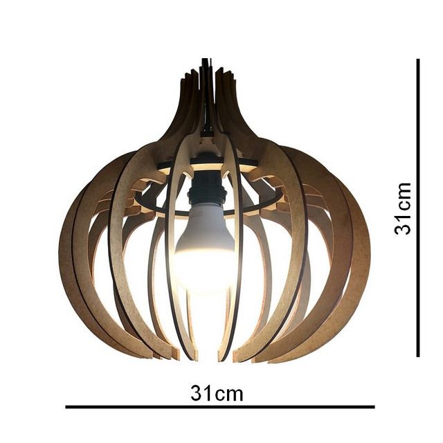 Lustre Luminária Pendente de Madeira MDF Ana Maria Braga