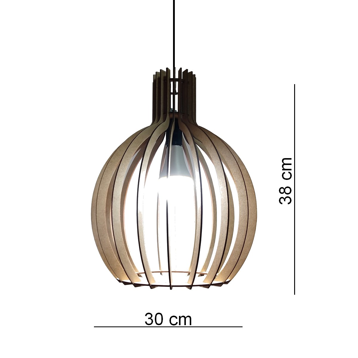 Lustre Luminária Pendente de Madeira MDF Mod. Acácia