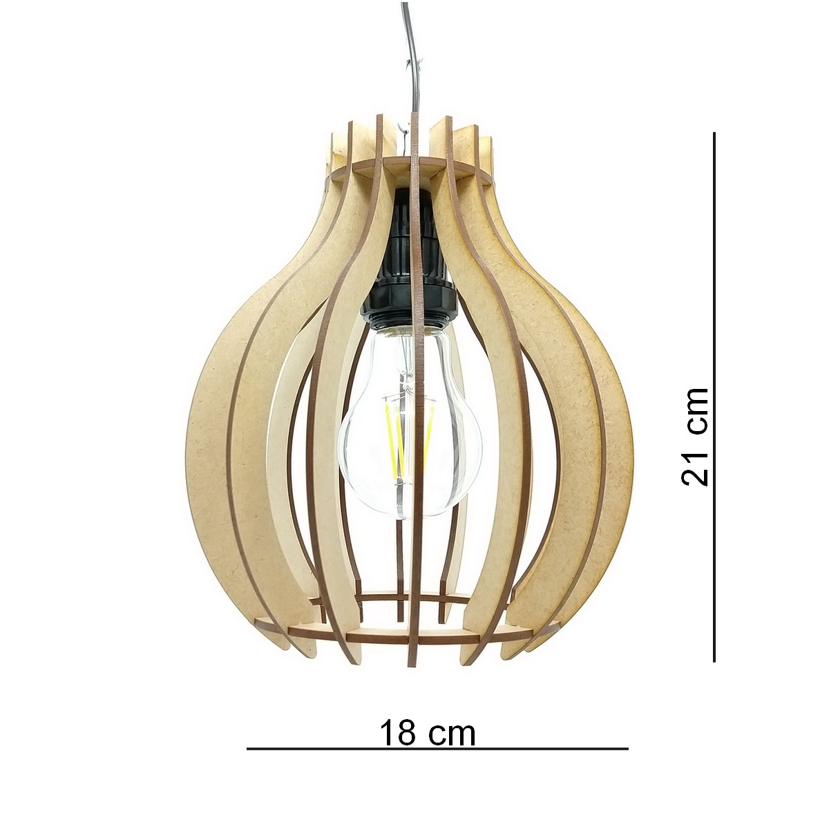 Lustre Luminária Pendente de Madeira MDF Mod. Bali Cru
