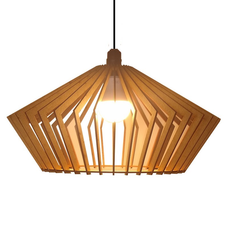 Lustre Luminária Pendente de Madeira MDF Mod. China