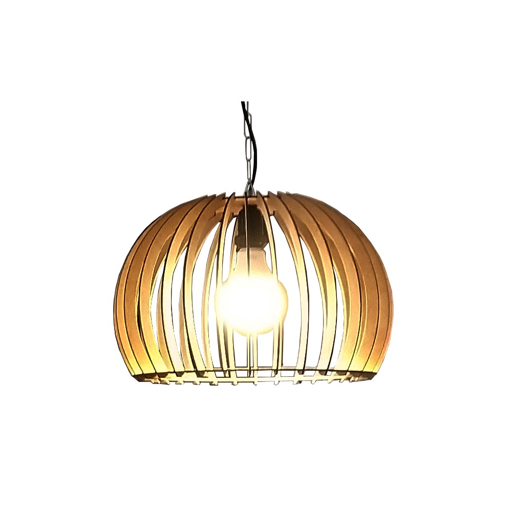 Lustre Luminária Pendente de Madeira MDF Mod. Domo