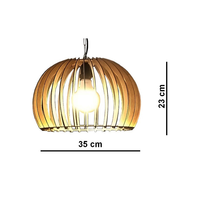 Lustre Luminária Pendente de Madeira MDF Mod. Domo