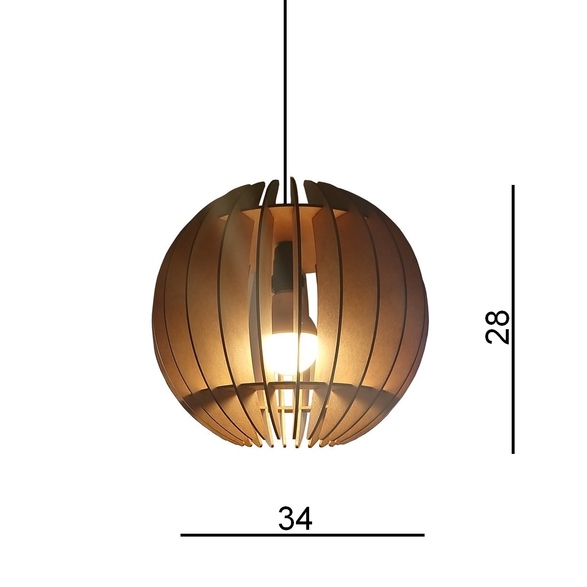 Lustre Luminária Pendente de Madeira MDF Mod. Globe