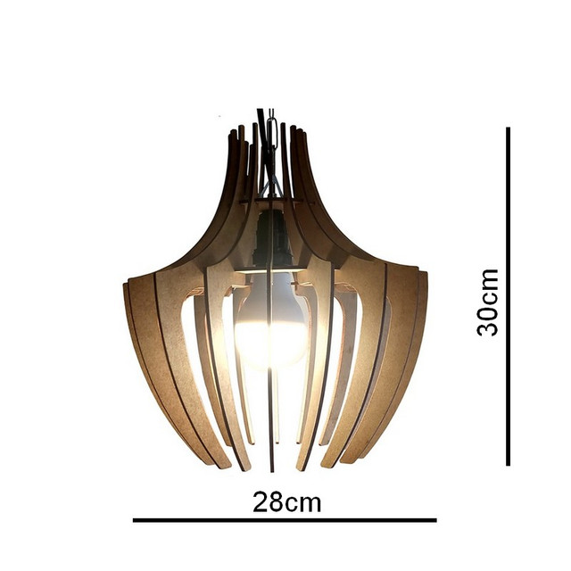 Lustre Luminária Pendente de Madeira MDF Mod. Grip