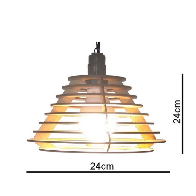 Lustre Luminária Pendente de Madeira MDF Mod. Hanoi