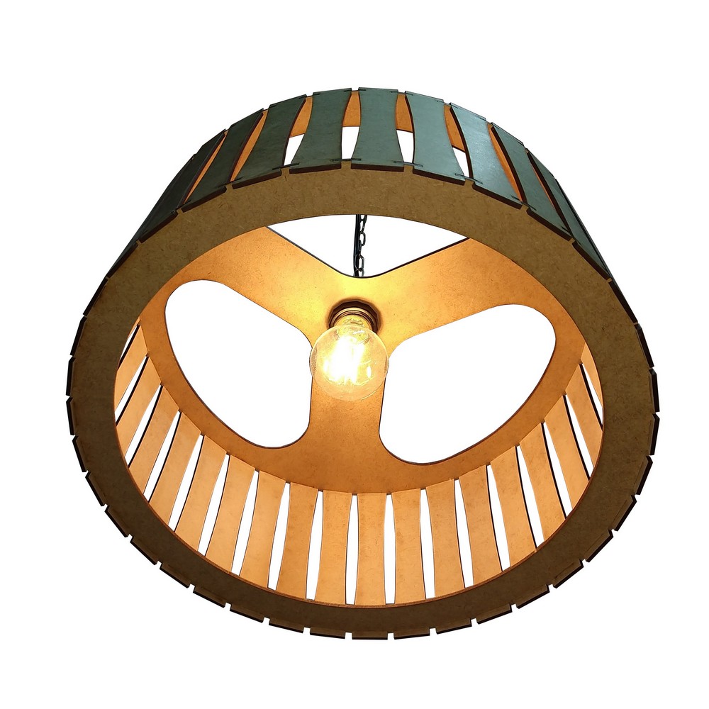 Lustre Luminária Pendente de Madeira MDF Mod. Madri Cru