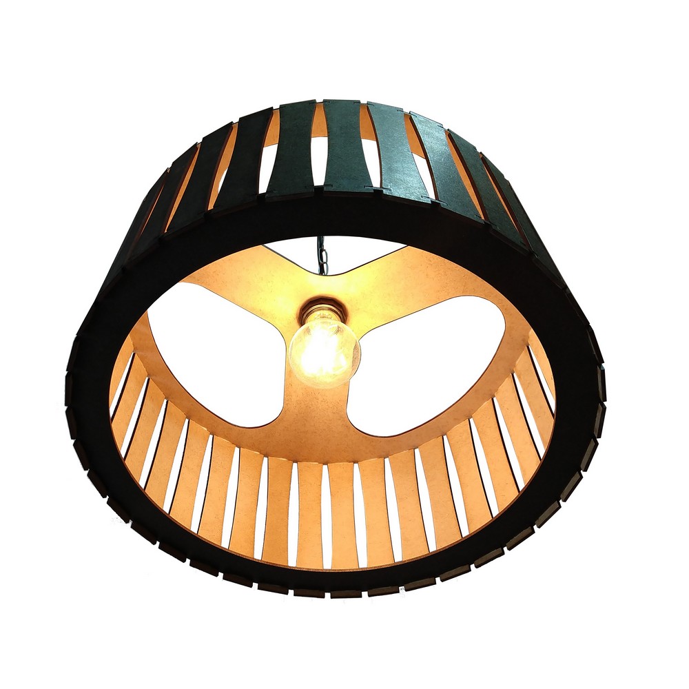 Lustre Luminária Pendente de Madeira MDF Mod. Madri Tabaco