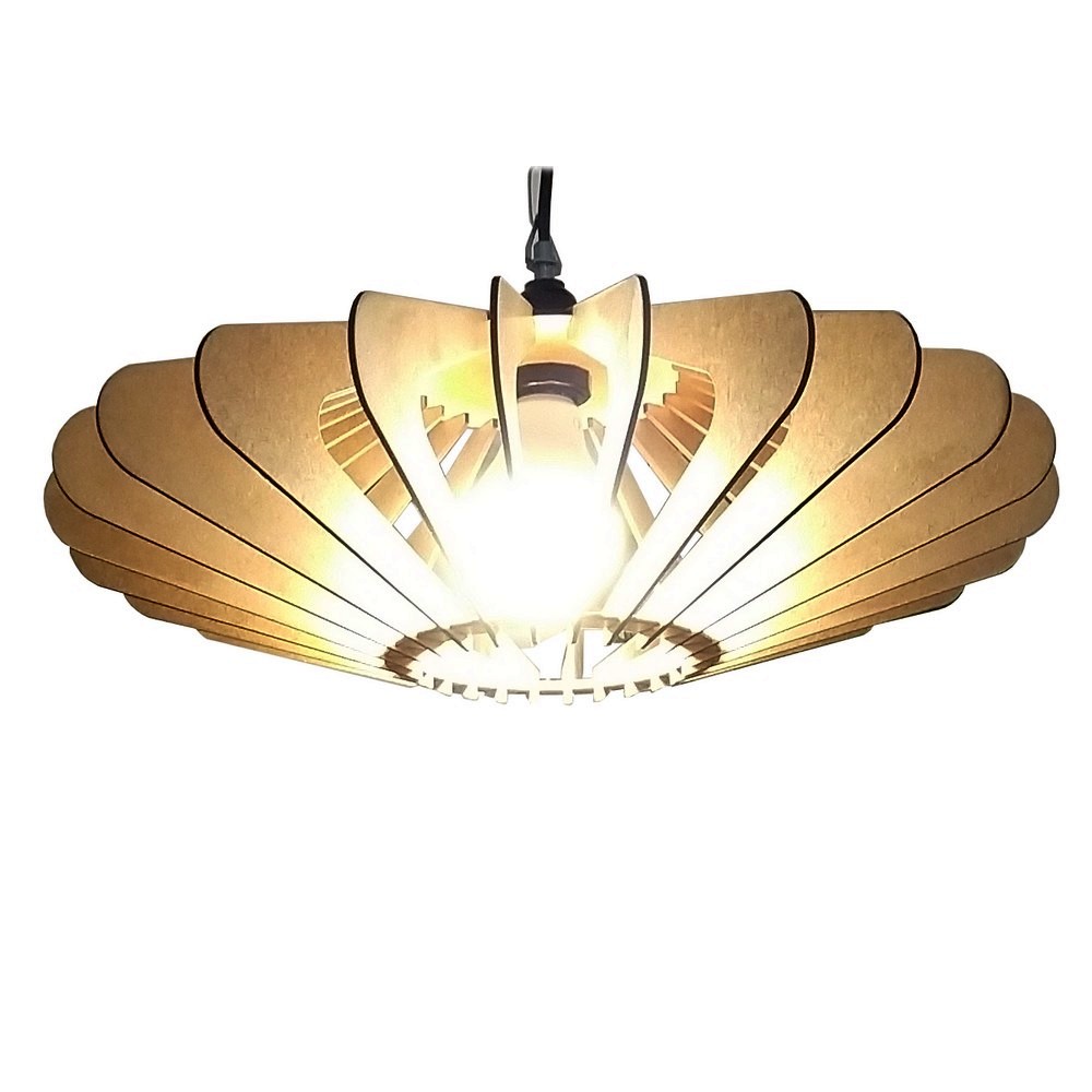 Lustre Luminária Pendente de Madeira MDF Mod. OVNI