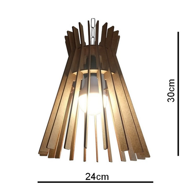 Lustre Luminária Pendente de Madeira MDF Mod. Oca
