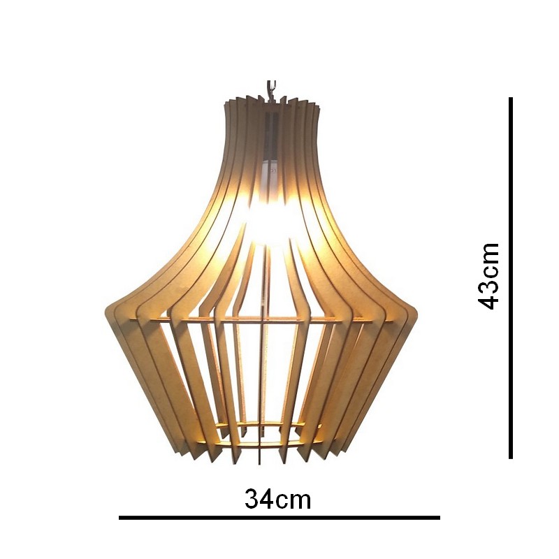 Lustre Luminária Pendente de Madeira MDF Mod. Orient