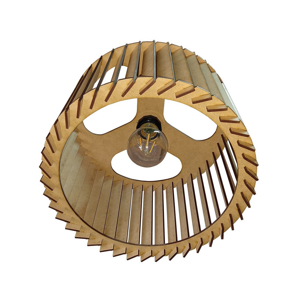 Lustre Luminária Pendente de Madeira MDF Mod. Paris Pq Inclinado