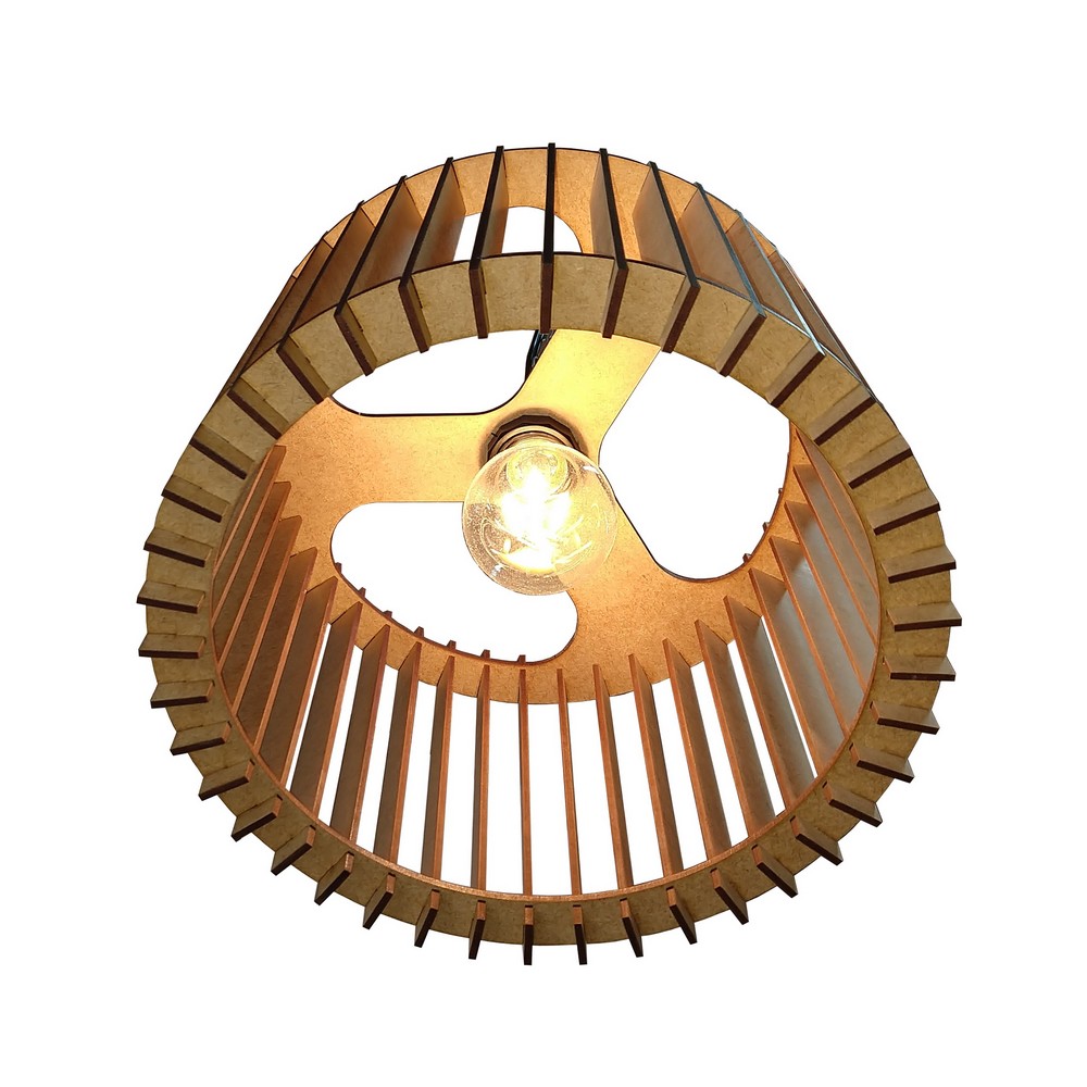 Lustre Luminária Pendente de Madeira MDF Mod. Paris Pq Reto