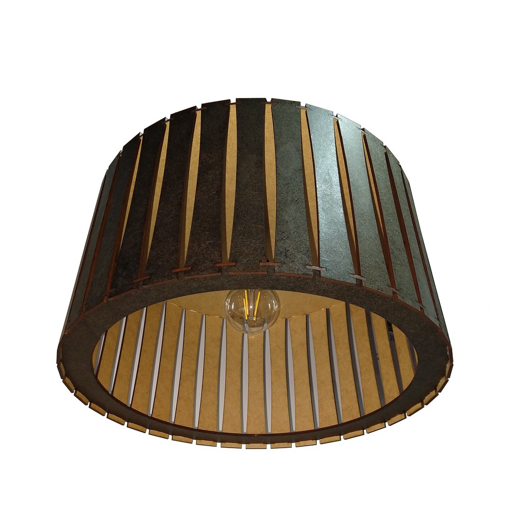 Lustre Luminária Pendente de Madeira MDF Mod. Rome Tabaco