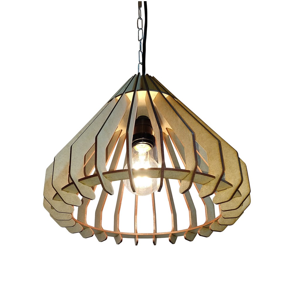 Lustre Luminária Pendente de Madeira MDF Mod. Slim
