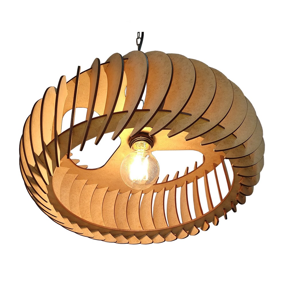 Lustre Luminária Pendente de Madeira MDF Mod. Sophia GD Inclinado