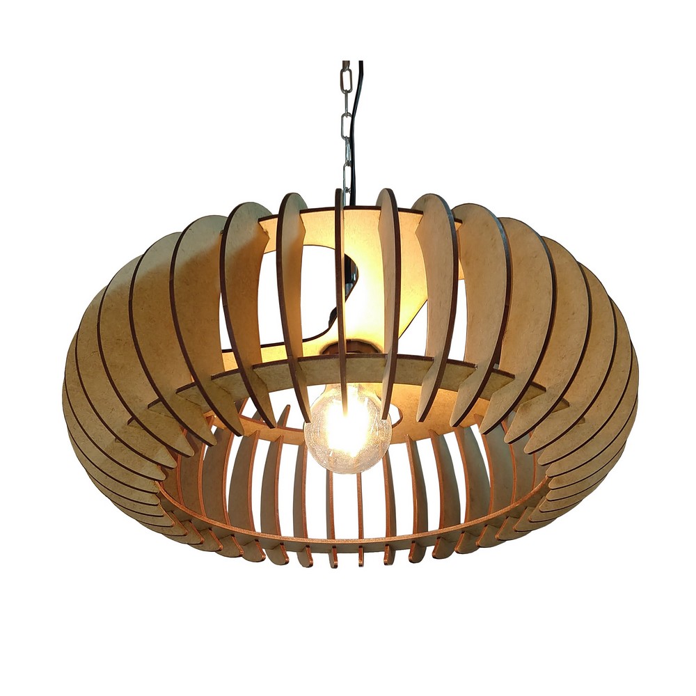 Lustre Luminária Pendente de Madeira MDF Mod. Sophia GD Reto