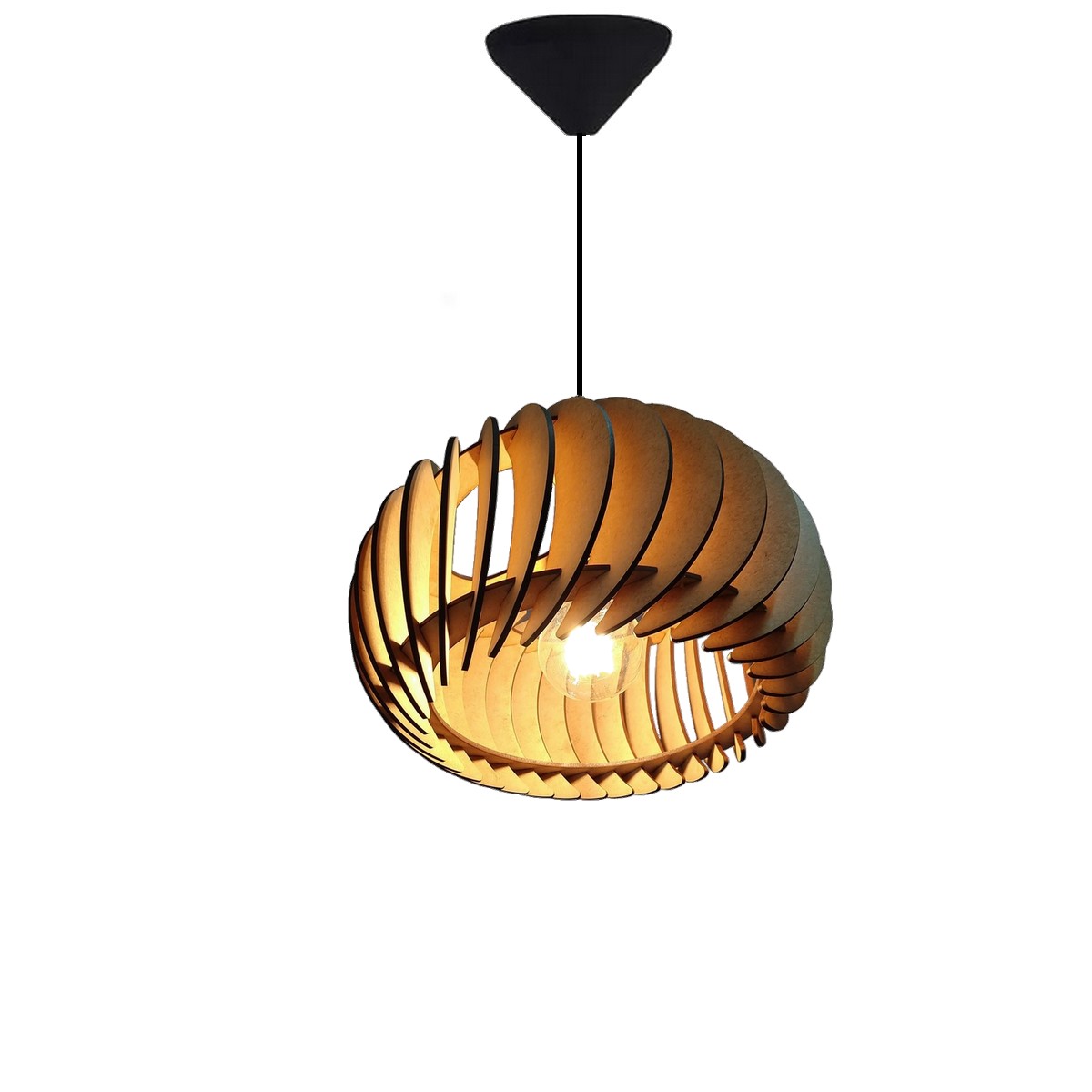 Lustre Luminária Pendente de Madeira MDF Mod. Sophia PQ Inclinado