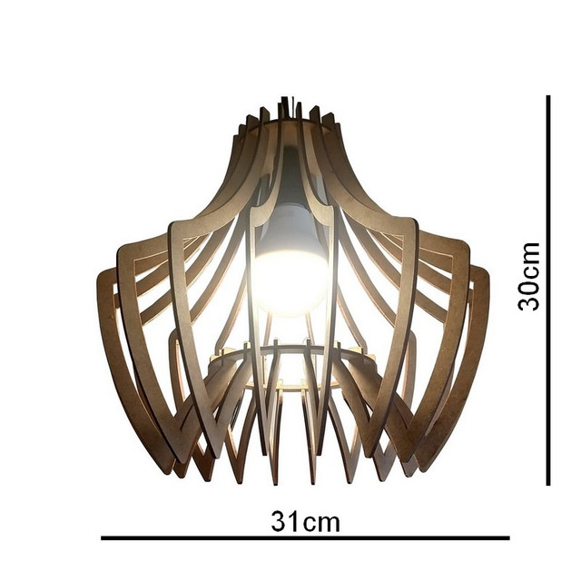 Lustre Luminária Pendente de Madeira MDF Mod. Spider