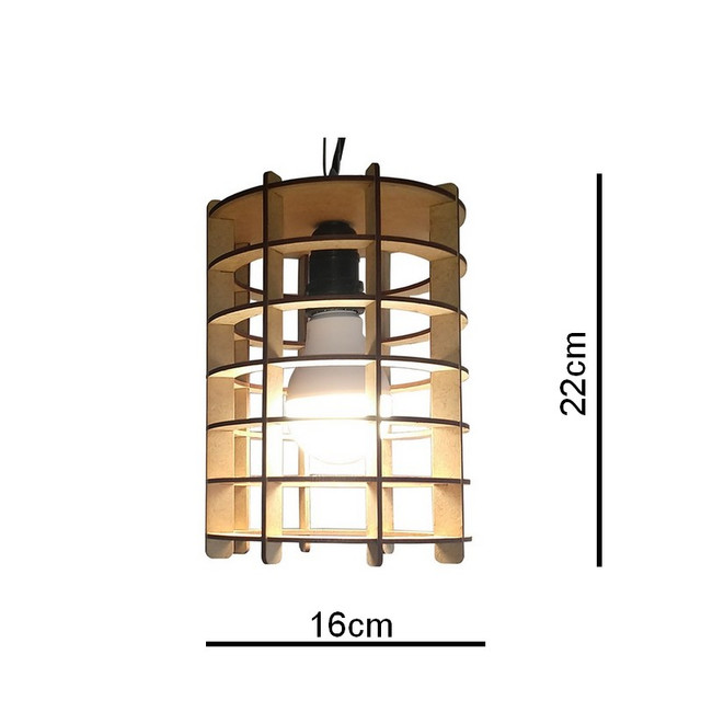 Lustre Luminária Pendente de Madeira MDF Mod. Tube