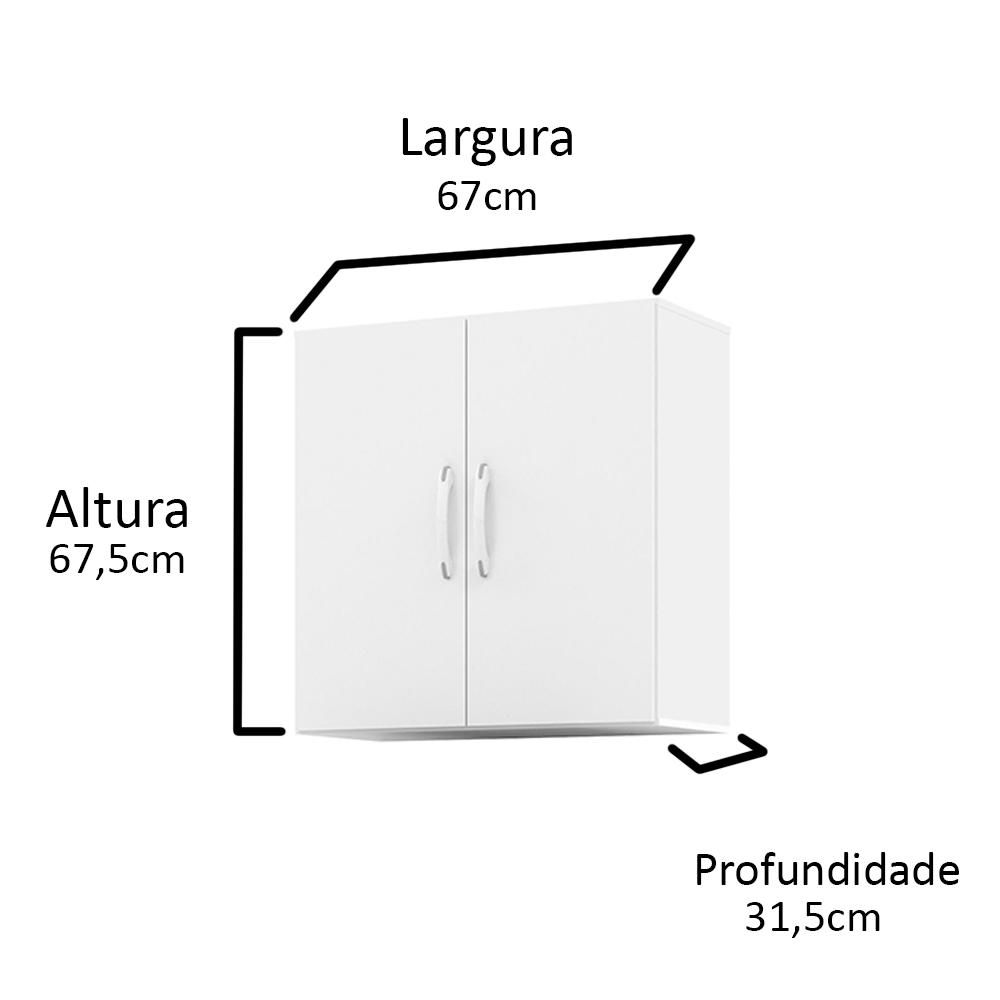 Armário Aéreo 2 Portas - Branco - EJ Móveis