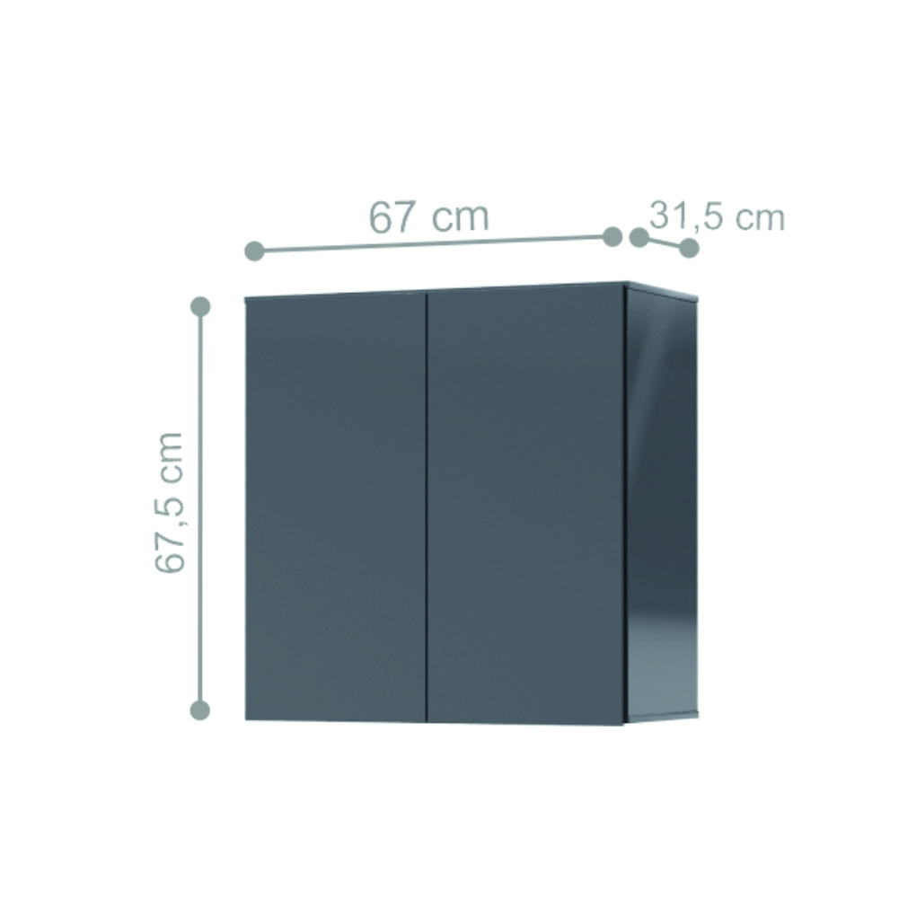 Armário Aéreo Aliex 02 Portas Cinza