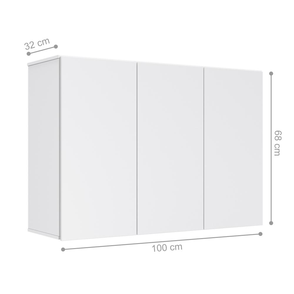 Armário Aéreo Aliex 03 Portas Branco
