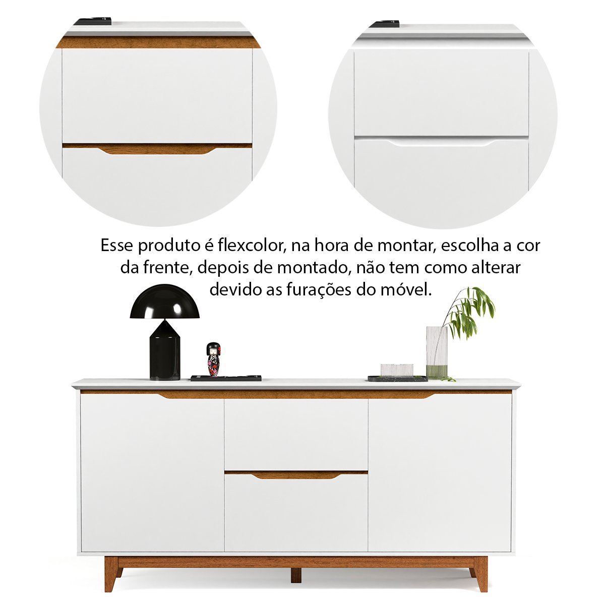 Buffet Aparador ara Sala de Jantar 2 Portas e 2 Gavetas Flop Branco