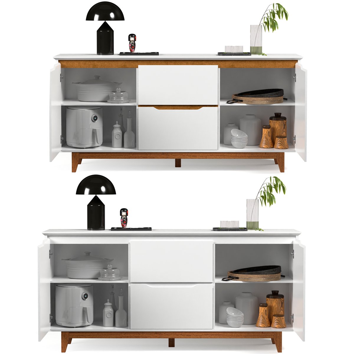 Buffet Aparador ara Sala de Jantar 2 Portas e 2 Gavetas Flop Branco
