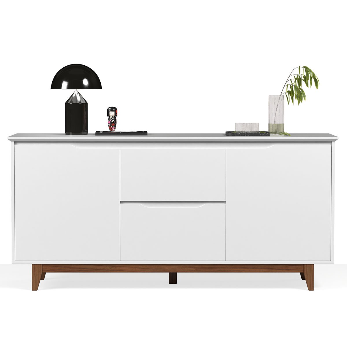 Buffet Aparador para Sala de Jantar 2 Portas 2 Gavetas Flop Branco