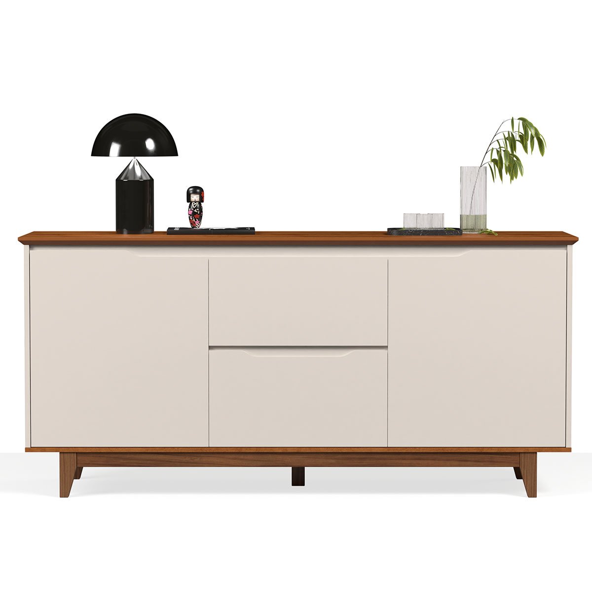 Buffet Aparador para Sala de Jantar 2 Portas 2 Gavetas Flop Off White/Freijó