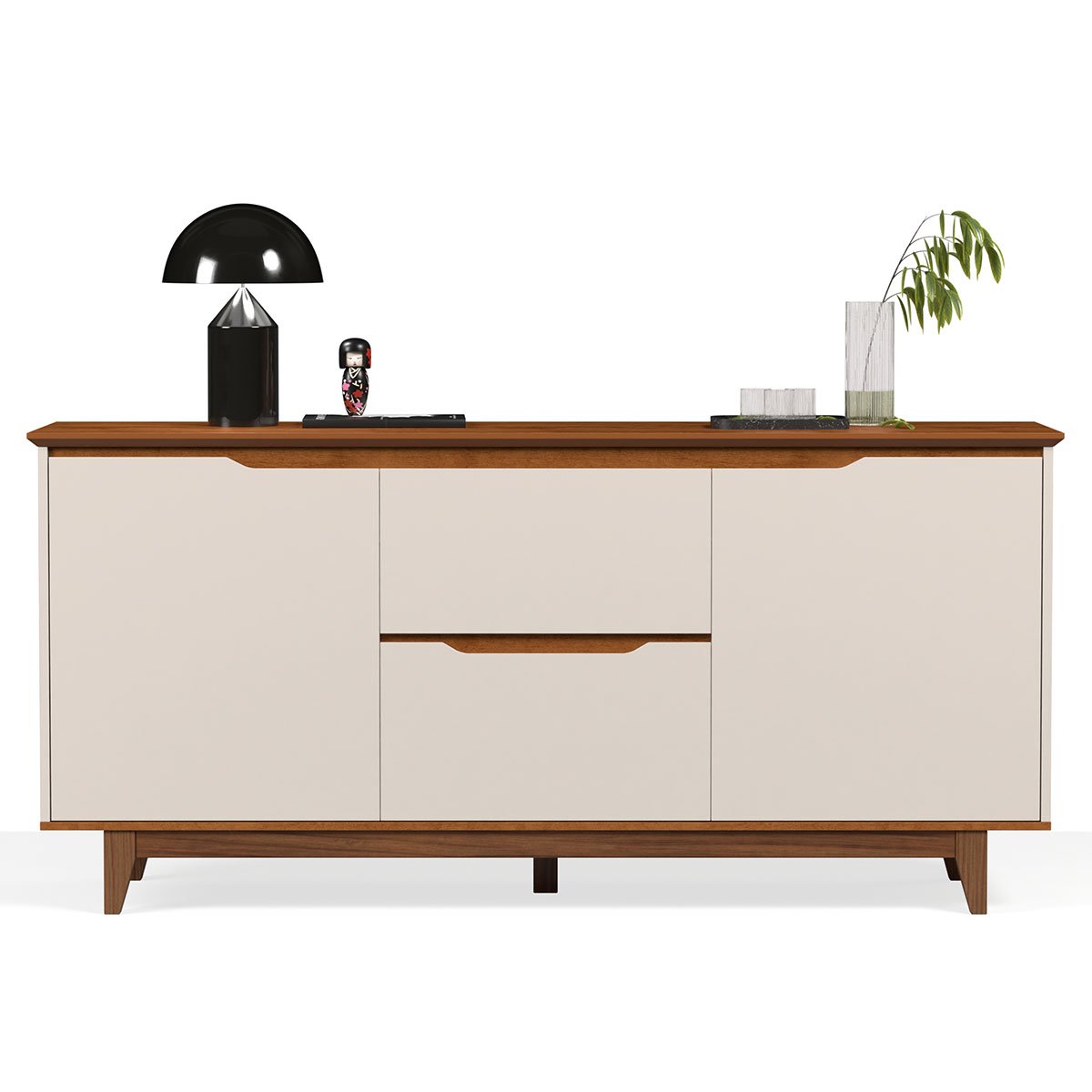 Buffet Aparador para Sala de Jantar 2 Portas 2 Gavetas Flop Off White/Freijó
