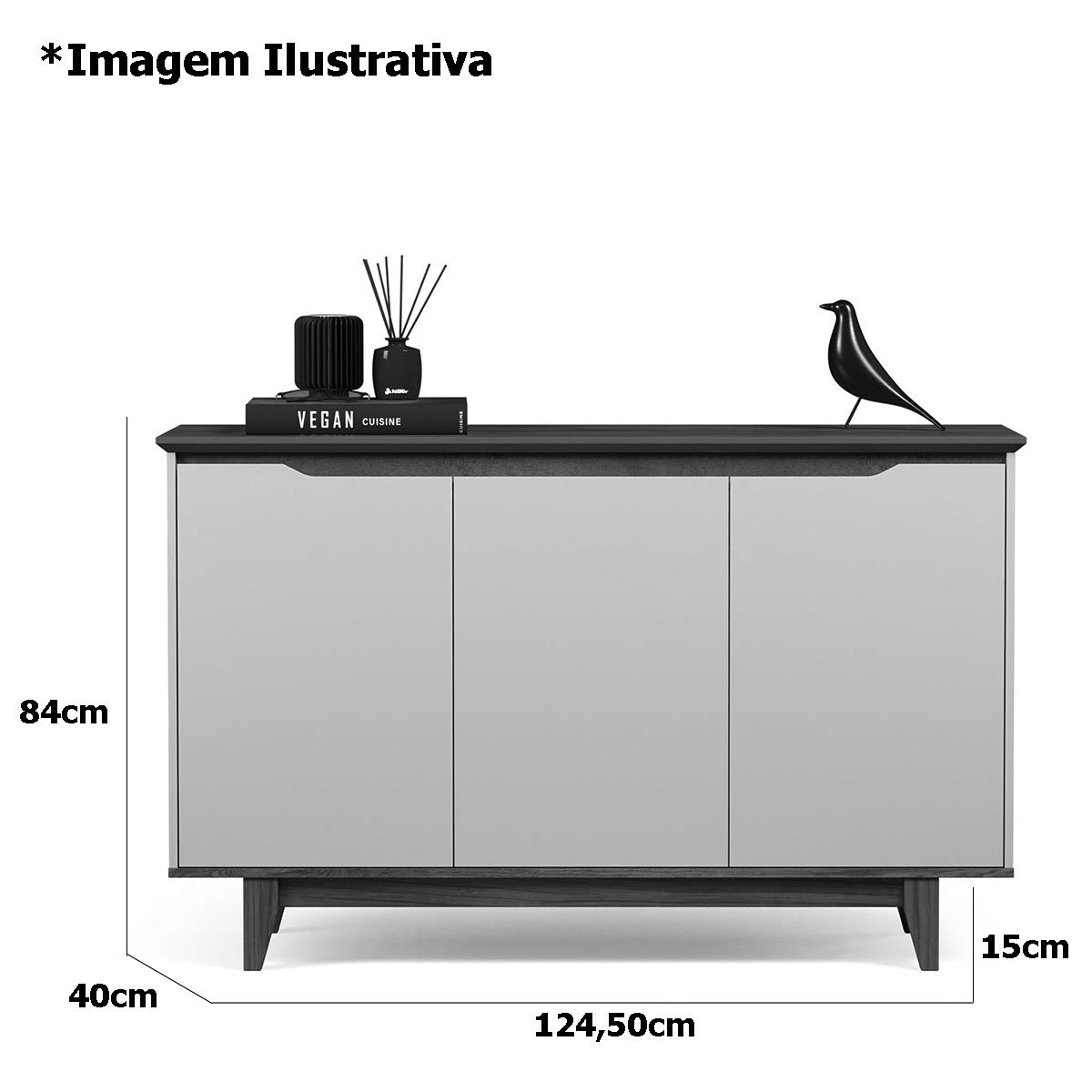 Buffet Aparador para Sala de Jantar 3 Portas Flop Branco
