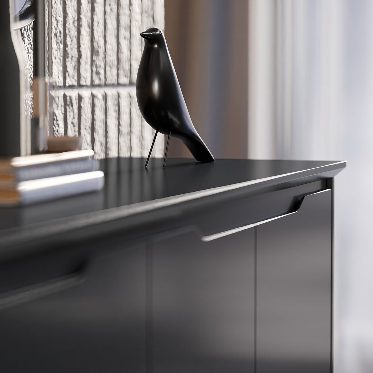 Buffet Aparador para Sala de Jantar 4 Portas Flop  Preto