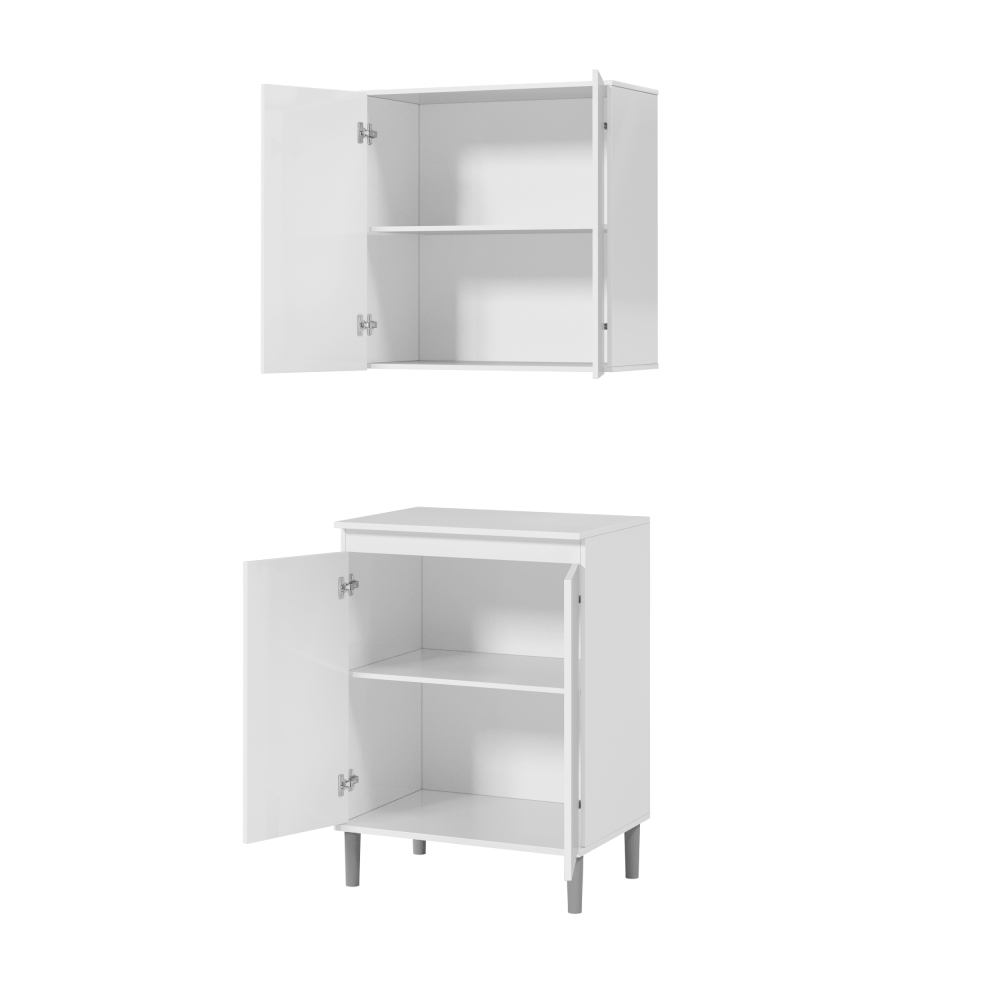 Conjunto Balcao e Armario Areo Branco