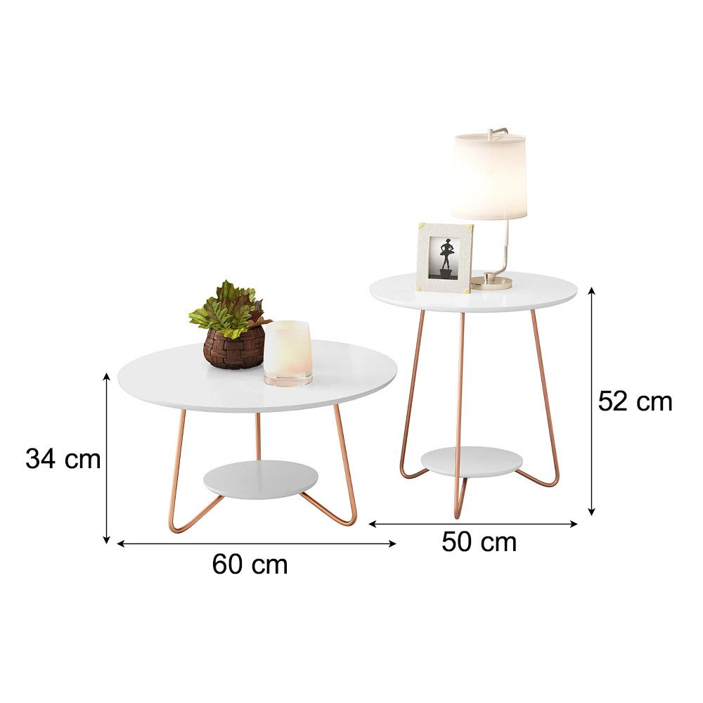 Conjunto Sala Mesa Centro e Apoio Liz Pés de Ferro Branco