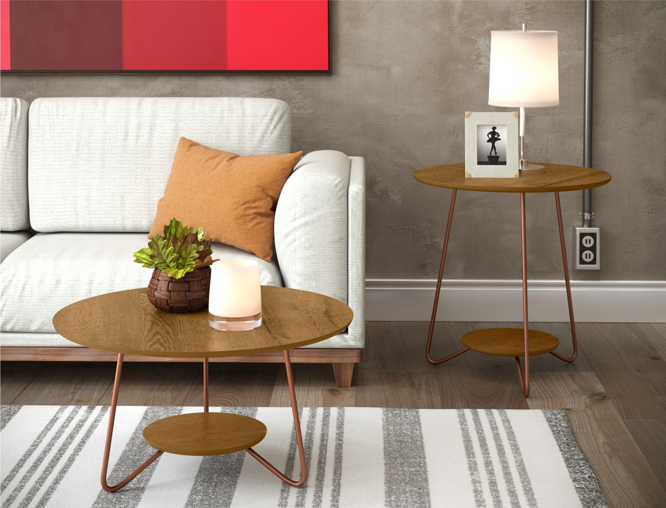 Conjunto de Mesa Centro e Lateral Back Freijo