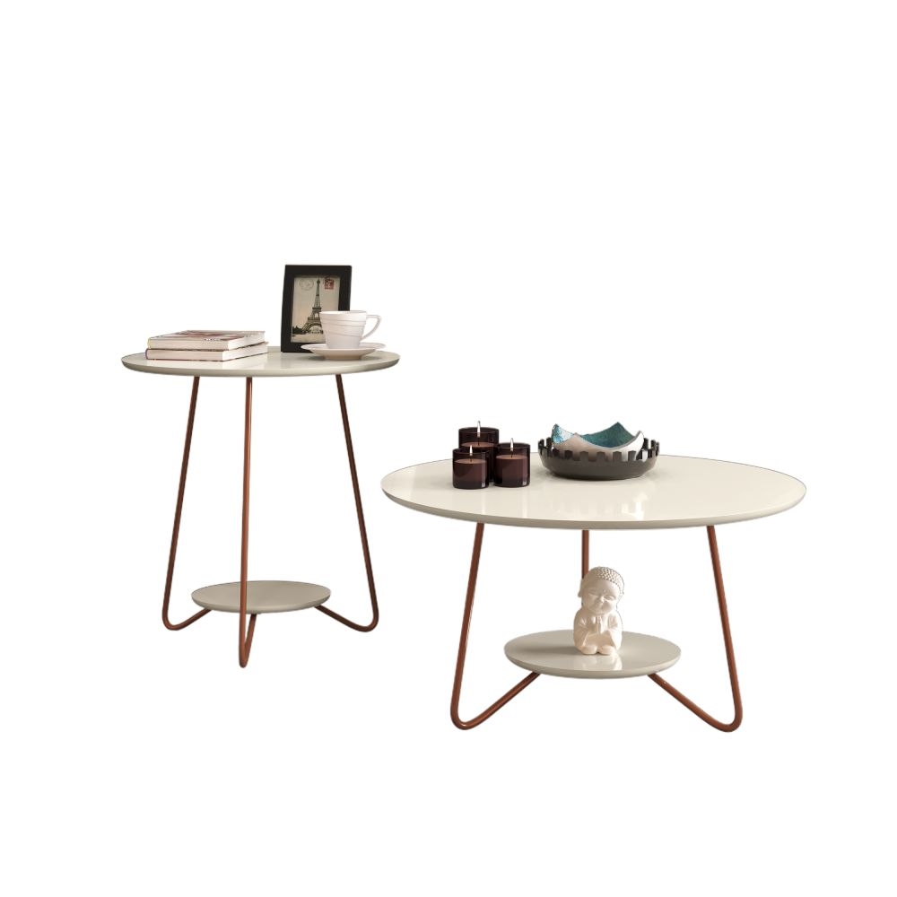 Conjunto de Mesa Centro e Lateral Back Off White