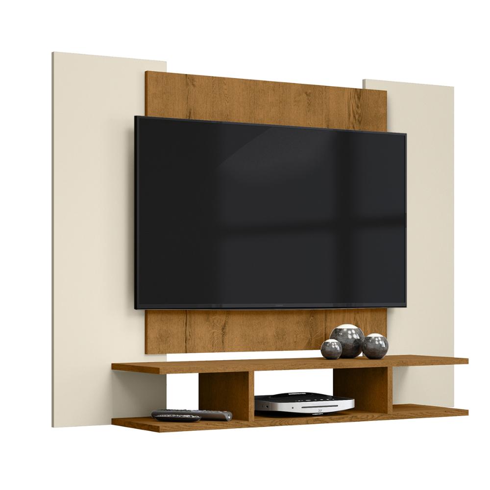 Estante Painel EJ Moderno TV 22 32 40 42 47 48 Polegadas Sala Quarto Pequeno – Off White/Freijó – RPM